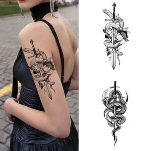 (11 Sheets) Men Women Temporary Tattoo Half Sleeve for Arm Back Leg Body Tattoos